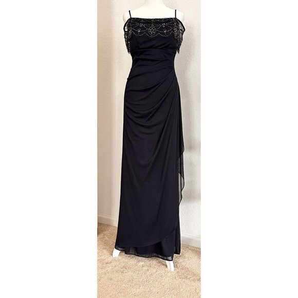 X by Xscape Women Floor Length Navy Blue Evening Gown US 4 Whimsygoth 90s Y2K - Picture 2 of 16